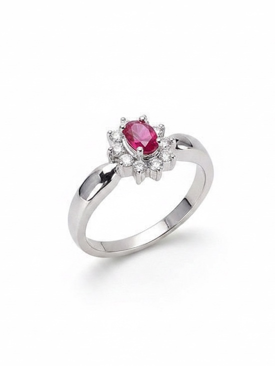 Fashion Jewelry Jewelry - Womens Silver Tone Red Ruby Oval Zirconia Solitaire Ring Size 8